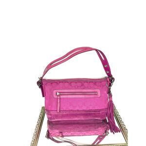 Vintage Y2K Coach Hot Pink Signature Canvas East/west Duffle Handbag Purse